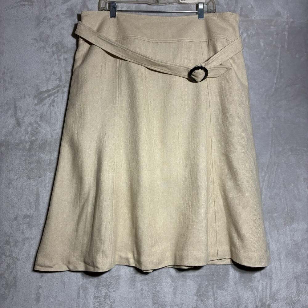Talbots A-Line Skirt Matching Belt Tan Size 18